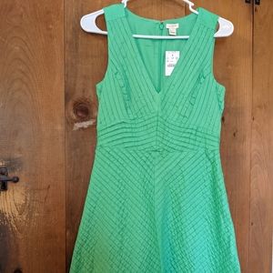 J.Crew spring green chevron pleated dress size 0 NWT